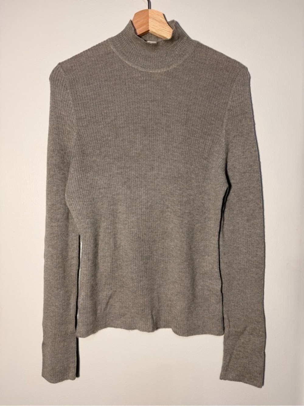 Jaeger 100% Wool Ribbed Mock Turtleneck Sweater size XL Made in England